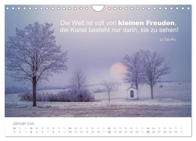 Produktbild: Zauberhafte Spr&uuml;che - Bunte Seelenbl&uuml;ten (Wandkalender 2026 DIN A4 quer), CALVENDO Monatskalender