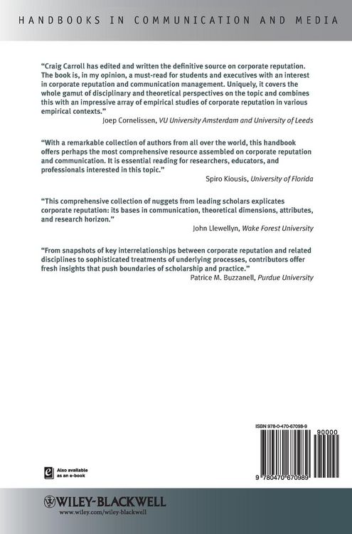 Produktbild: The Handbook of Communication and Corporate Reputation