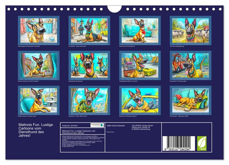 Produktbild: Malinois Fun. Lustige Cartoons vom Diensthund des Jahres! (Wandkalender 2026 DIN A4 quer), CALVENDO Monatskalender