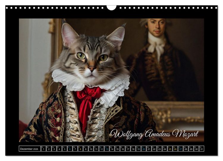 Produktbild: Katzen der Ber&uuml;hmtheiten - Ein Jahr voller ikonischer Schnurrhaare (Wandkalender 2026 DIN A3 quer), CALVENDO Monatskalender