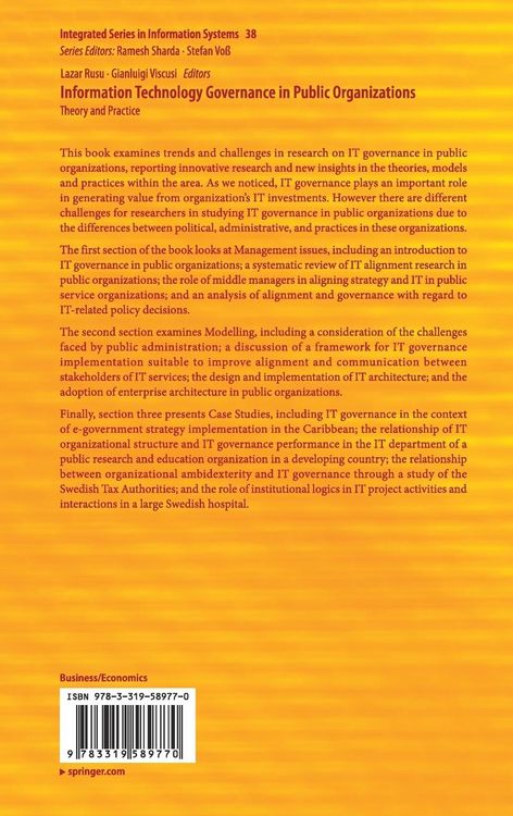 Produktbild: Information Technology Governance in Public Organizations