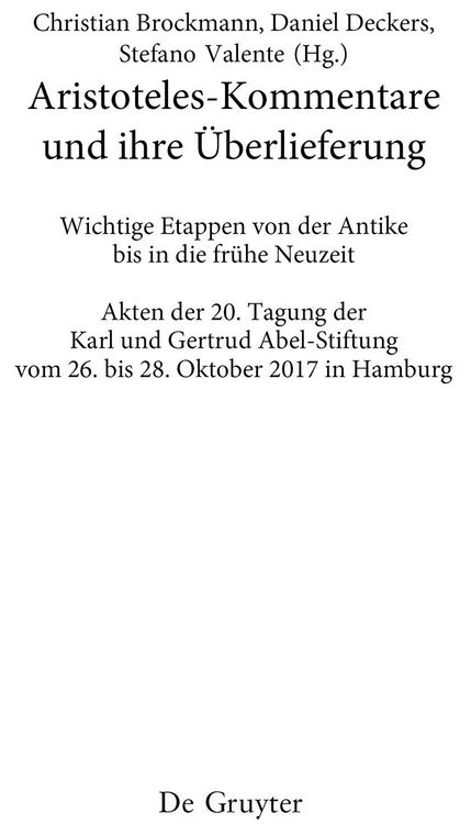 Produktbild: Aristoteles-Kommentare und ihre &Uuml;berlieferung