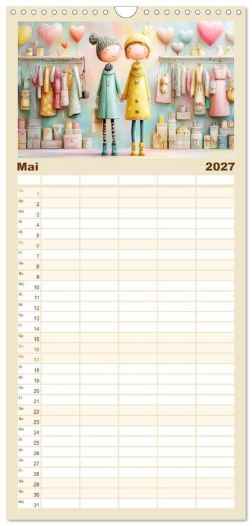 Produktbild: Familienplaner 2027 - Herzensmomente. Beste Freundinnen in Liebe verbunden mit 5 Spalten (Wandkalender, 21 x 45 cm) CALVENDO
