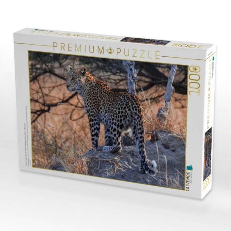 Produktbild: CALVENDO Puzzle Junge Leopardin am fr&uuml;hen Morgen, Moremi Game Reserve | 1000 Teile Lege-Gr&ouml;&szlig;e 64x48cm Foto-Puzzle f&uuml;r gl&uuml;ckliche Stunden