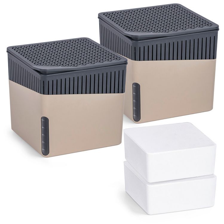 Produktbild: Raumentfeuchter Mod. Cube Beige 1000 g, 2er Set, beugt Schimmel und Ger&uuml;chen vor