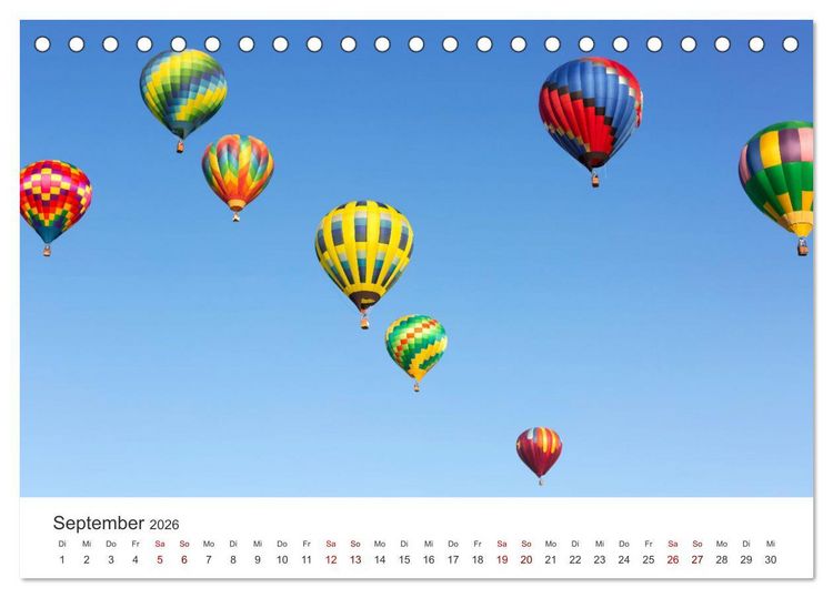 Produktbild: Kunterbunte Hei&szlig;luftballone (Tischkalender 2026 DIN A5 quer), CALVENDO Monatskalender