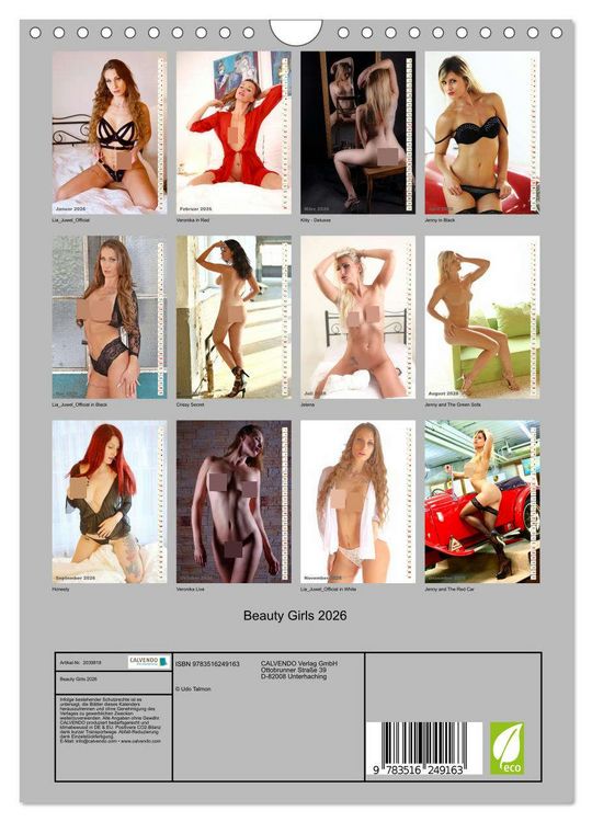 Produktbild: Beauty Girls 2026 (Wandkalender 2026 DIN A4 hoch), CALVENDO Monatskalender