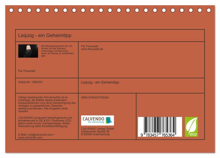 Produktbild: Leipzig - ein Geheimtipp (Tischkalender 2026 DIN A5 quer), CALVENDO Monatskalender