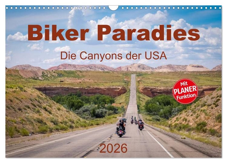 Produktbild: Biker Paradies - Die Canyons der USA (Wandkalender 2026 DIN A3 quer), CALVENDO Monatskalender