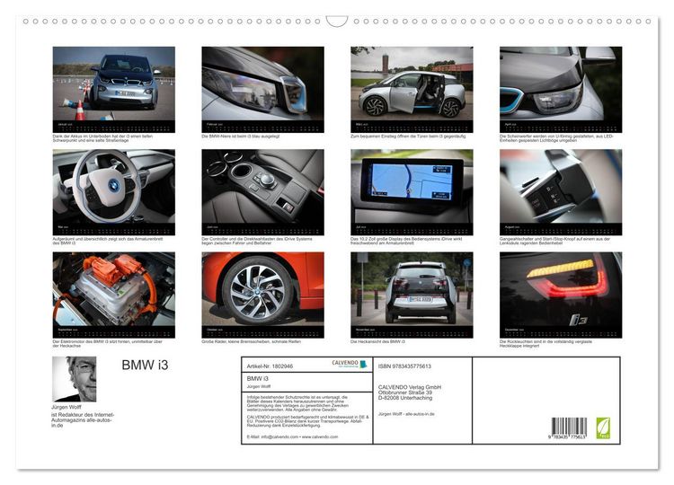 Produktbild: BMW i3 (Wandkalender 2025 DIN A2 quer), CALVENDO Monatskalender
