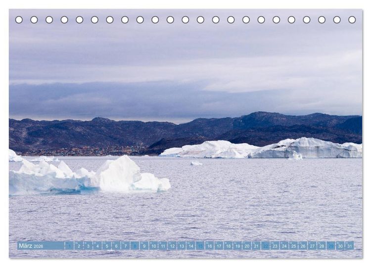 Produktbild: Gr&ouml;nland - Felsen, Eis und bunte H&auml;user (Tischkalender 2026 DIN A5 quer), CALVENDO Monatskalender