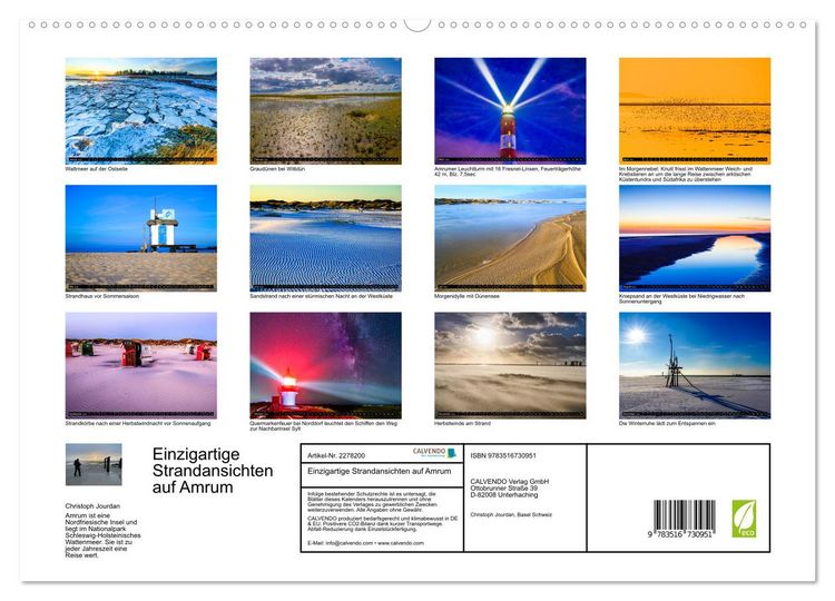 Produktbild: Einzigartige Strandansichten auf Amrum (hochwertiger Premium Wandkalender 2026 DIN A2 quer), Kunstdruck in Hochglanz