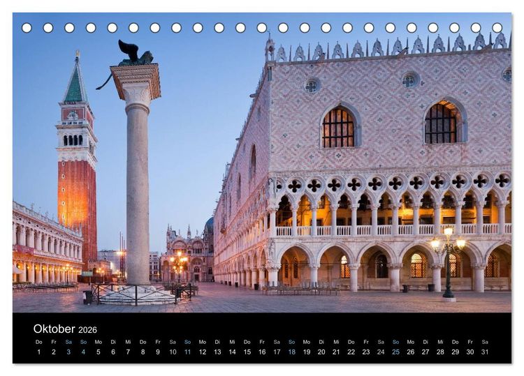 Produktbild: Venedig bei Nacht 2026 (Tischkalender 2026 DIN A5 quer), CALVENDO Monatskalender