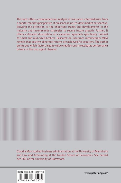 Produktbild: Valuation and Value Creation of Insurance Intermediaries