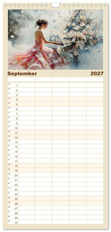 Produktbild: Familienplaner 2027 - Piano der Tr&auml;ume mit 5 Spalten (Wandkalender, 21 x 45 cm) CALVENDO