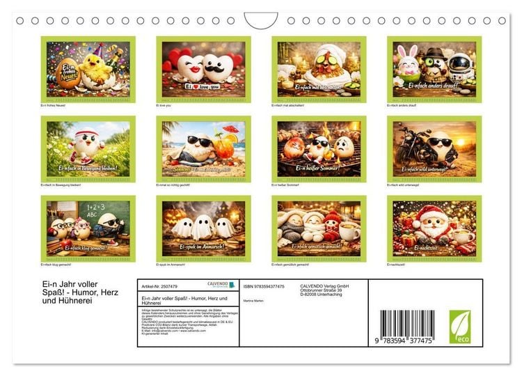 Produktbild: Ei-n Jahr voller Spa&szlig;! - Humor, Herz und H&uuml;hnerei (Wandkalender 2027 DIN A4 quer), CALVENDO Monatskalender