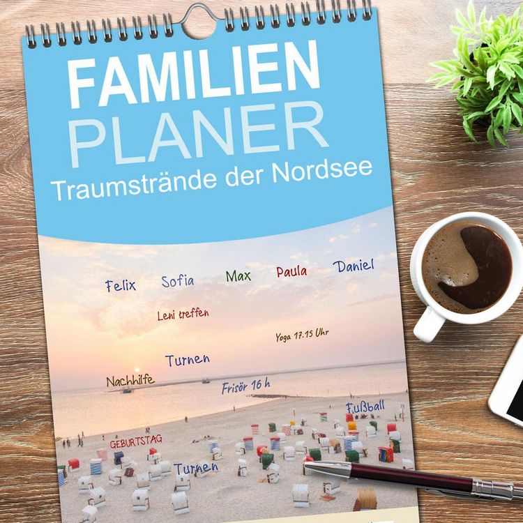 Produktbild: Familienplaner 2026 - Traumstr&auml;nde der Nordsee mit 5 Spalten (Wandkalender, 21 x 45 cm) CALVENDO