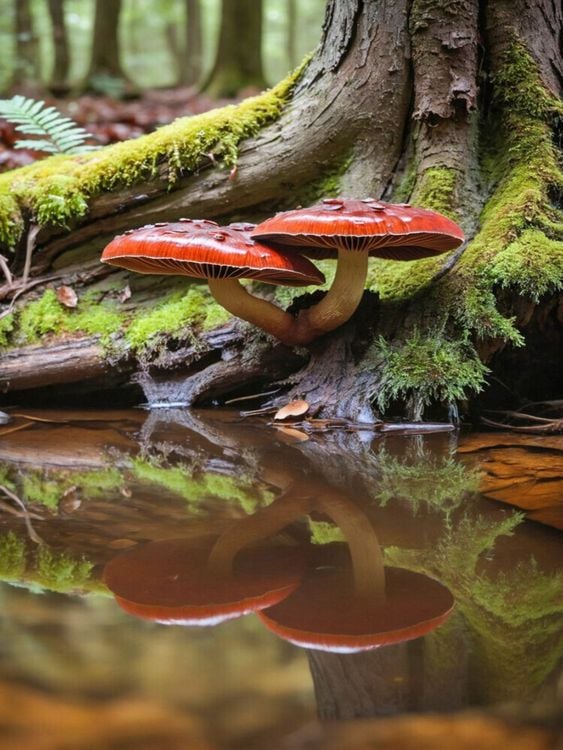 Produktbild: CALVENDO Puzzle Gl&auml;nzender Lackporling im verwunschenen Wald | 1000 Teile Lege-Gr&ouml;&szlig;e 64x48cm Foto-Puzzle f&uuml;r gl&uuml;ckliche Stunden