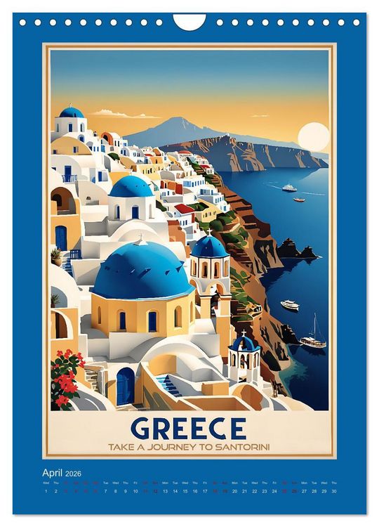 Produktbild: World Travel Posters - Nostalgic Trip Around the Globe (Wall Calendar 2026 DIN A4 portrait), CALVENDO 12 Month Wall Calendar