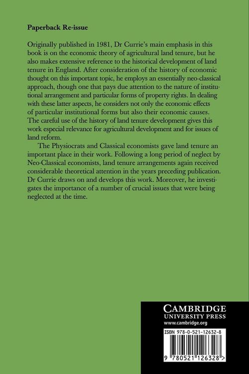 Produktbild: The Economic Theory of Agricultural Land Tenure