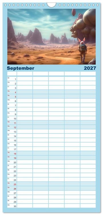 Produktbild: Familienplaner 2027 - Spannendes Weltraumabenteuer mit 5 Spalten (Wandkalender, 21 x 45 cm) CALVENDO
