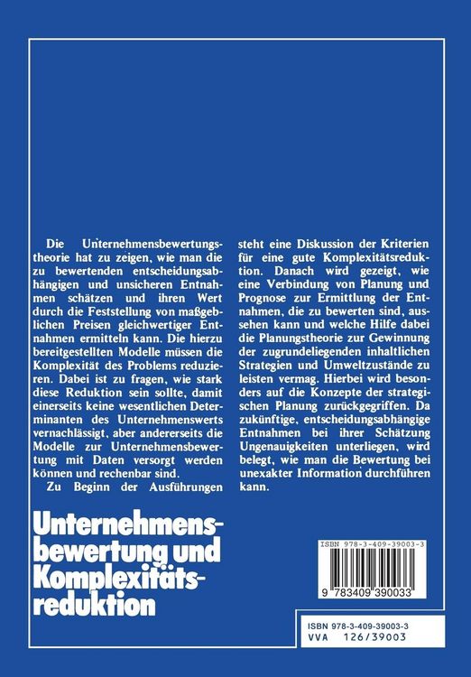 Produktbild: Unternehmensbewertung und Komplexit&auml;tsreduktion