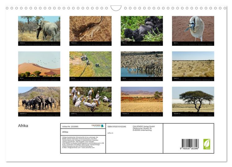 Produktbild: Afrika (Wandkalender 2026 DIN A3 quer), CALVENDO Monatskalender