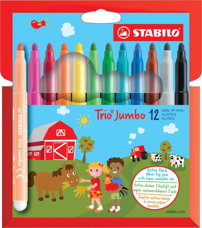 Produktbild: STABILO Dicker Filzstift -  Trio Jumbo - 12er Pack - 12 Farben