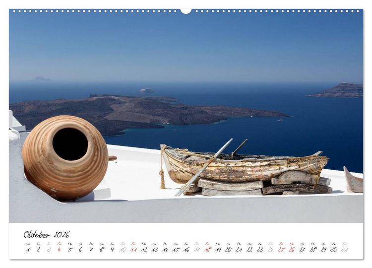 Produktbild: Santorini - Fotogene Sch&ouml;nheit (hochwertiger Premium Wandkalender 2026 DIN A2 quer), Kunstdruck in Hochglanz