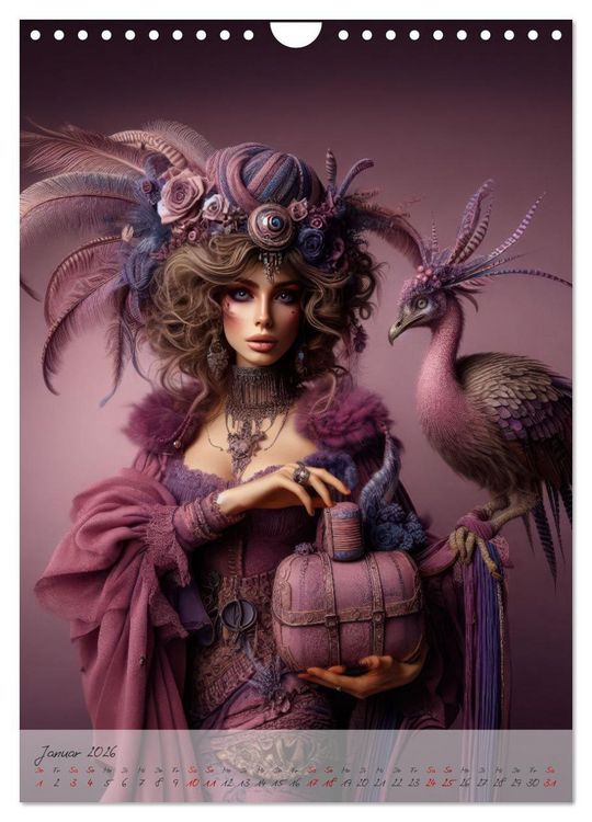 Produktbild: Eleganz der Exotik - Femme Fatale im Boh&egrave;me-Chic mit tierischen Begleitern (Wandkalender 2026 DIN A4 hoch), CALVENDO Monatskalender