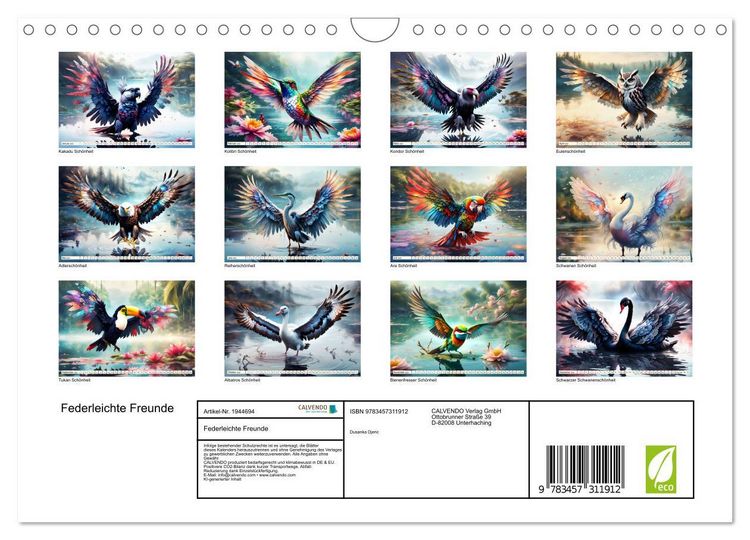 Produktbild: Federleichte Freunde (Wandkalender 2026 DIN A4 quer), CALVENDO Monatskalender