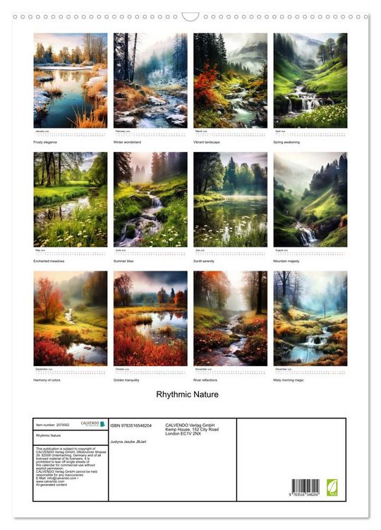 Produktbild: Rhythmic Nature (Wall Calendar 2026 DIN A2 portrait), CALVENDO 12 Month Wall Calendar