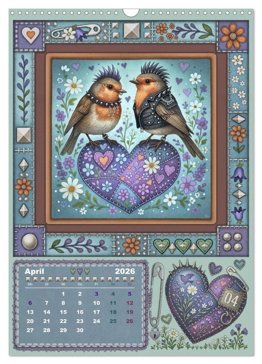 Produktbild: V&ouml;gel. Kleine Punks. Gro&szlig;es Herz. (Wandkalender 2026 DIN A3 hoch), CALVENDO Monatskalender