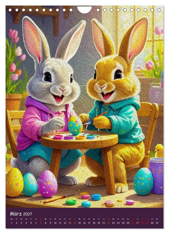 Produktbild: Osterhasen im Jahreskreis 12 Monate Hasenquatsch (Wandkalender 2027 DIN A4 hoch), CALVENDO Monatskalender