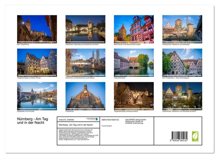 Produktbild: N&uuml;rnberg - Am Tag und in der Nacht (hochwertiger Premium Wandkalender 2026 DIN A2 quer), Kunstdruck in Hochglanz