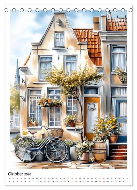 Produktbild: Amsterdam - Fahrr&auml;der, Giebel, Grachten (Tischkalender 2026 DIN A5 hoch), CALVENDO Monatskalender