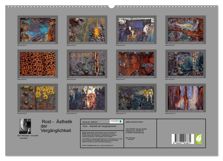 Produktbild: Rost - &Auml;sthetik der Verg&auml;nglichkeit (hochwertiger Premium Wandkalender 2026 DIN A2 quer), Kunstdruck in Hochglanz