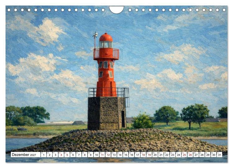 Produktbild: Leuchtt&uuml;rme an der Elbe - von Hamburg bis zur Elbm&uuml;ndung (Wandkalender 2027 DIN A4 quer), CALVENDO Monatskalender