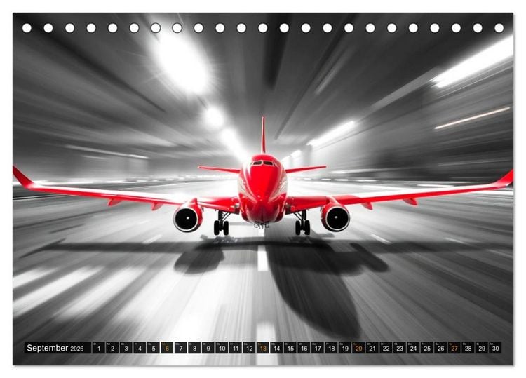 Produktbild: BLITZschnell - Z&uuml;ge und Flugzeuge in Bewegung - Color-Key (Tischkalender 2026 DIN A5 quer), CALVENDO Monatskalender