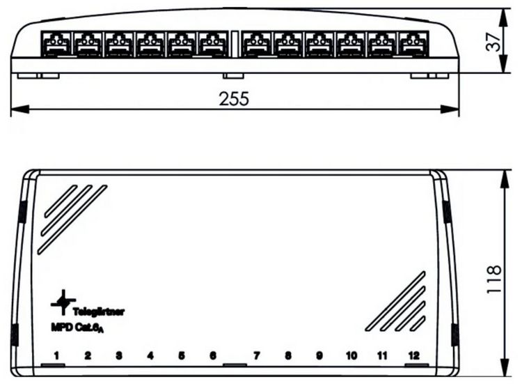 Produktbild: Teleg&auml;rtner 100006999 Verteiler CAT 6a Grau