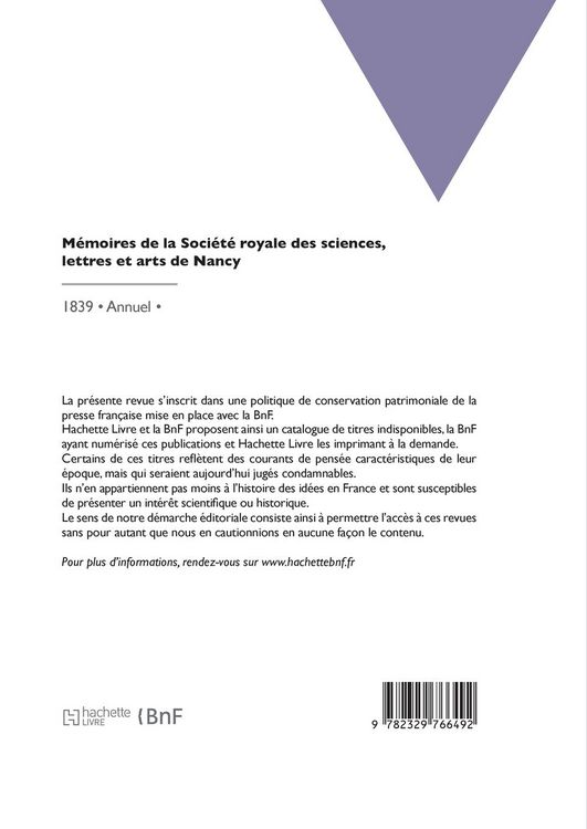 Produktbild: M&eacute;moires de la Soci&eacute;t&eacute; royale des sciences, lettres et arts de Nancy