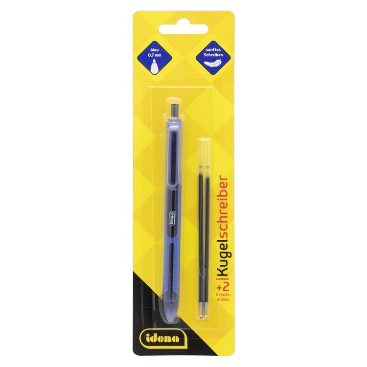 Produktbild: Idena Kugelschreiber Schreibfarbe blau inkl. 2 Ersatzminen