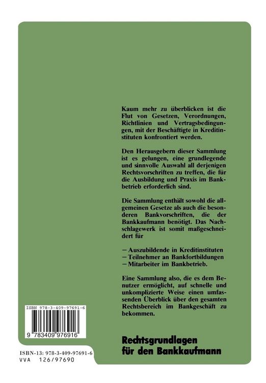 Produktbild: Rechtsgrundlagen f&uuml;r den Bankkaufmann