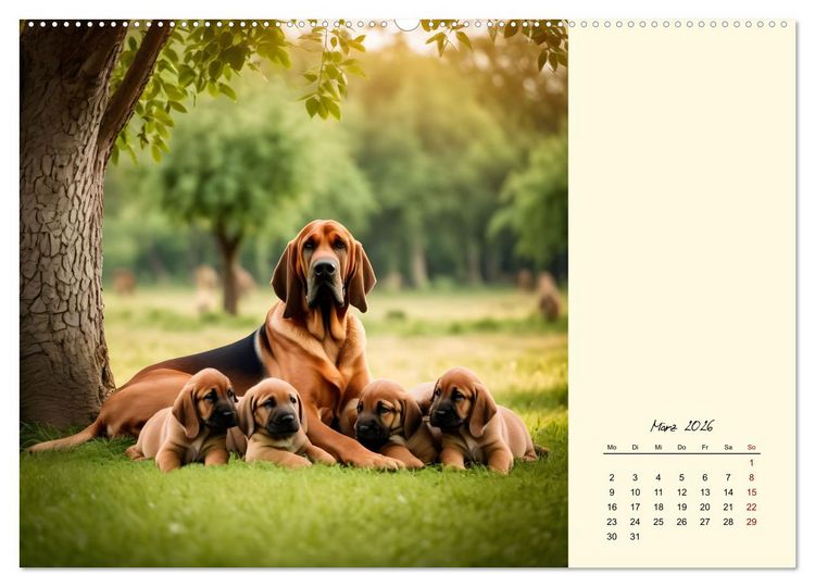 Produktbild: Bloodhound - M&auml;chtige Sp&uuml;rnase (hochwertiger Premium Wandkalender 2026 DIN A2 quer), Kunstdruck in Hochglanz
