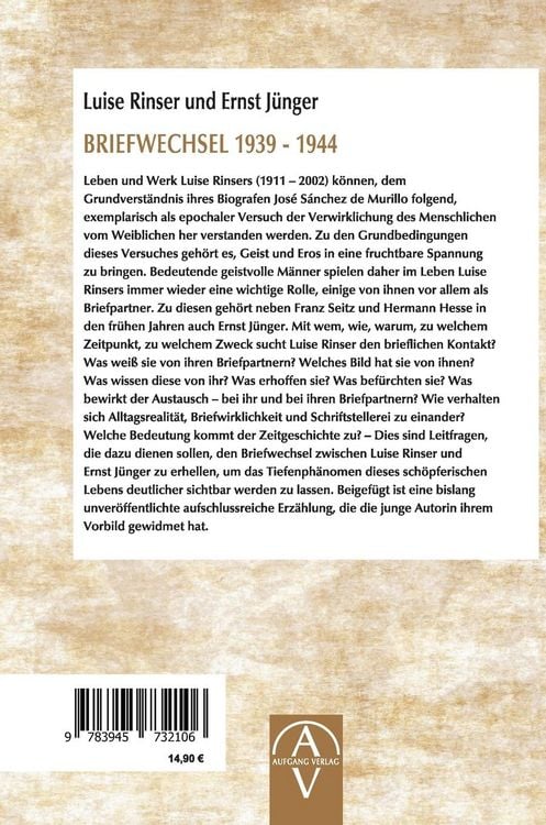 Produktbild: Luise Rinser und Ernst J&uuml;nger Briefwechsel 1939 - 1944