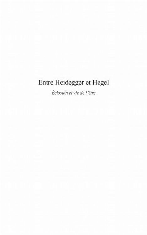 Produktbild: Entre heidegger et hegel - eclosion et vie de l'etre