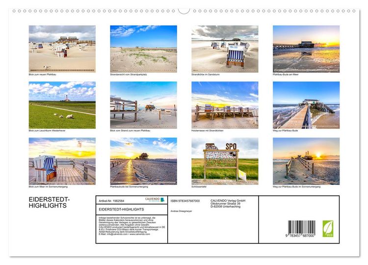 Produktbild: EIDERSTEDT-HIGHLIGHTS (hochwertiger Premium Wandkalender 2026 DIN A2 quer), Kunstdruck in Hochglanz