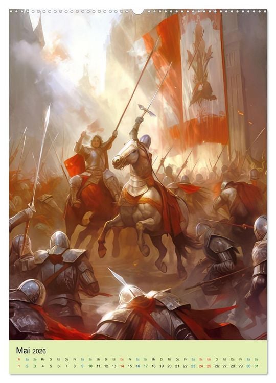 Produktbild: Drachen und stolze Ritter (hochwertiger Premium Wandkalender 2026 DIN A2 hoch), Kunstdruck in Hochglanz