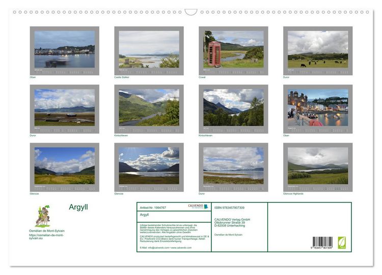 Produktbild: Argyll (Wandkalender 2026 DIN A2 quer), CALVENDO Monatskalender