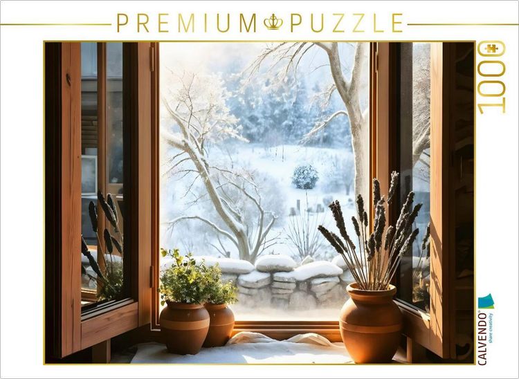 Produktbild: CALVENDO Puzzle Winterstille vor dem Fenster | 1000 Teile Lege-Gr&ouml;&szlig;e 64x48cm Foto-Puzzle f&uuml;r gl&uuml;ckliche Stunden
